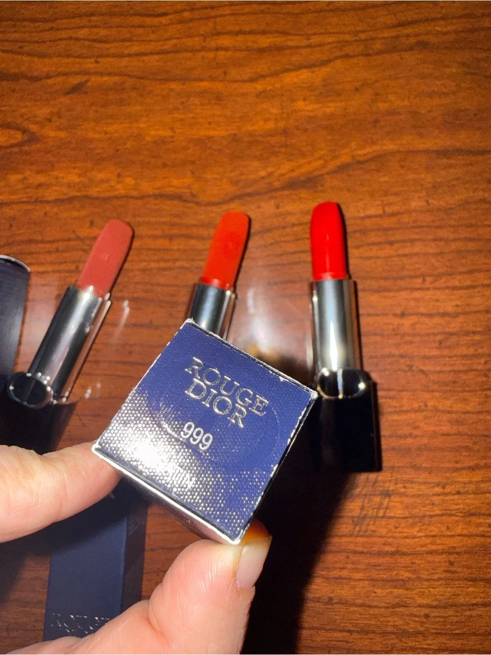 Dior Lipstick Trio — Coral, Orange-Red & True Red Shades